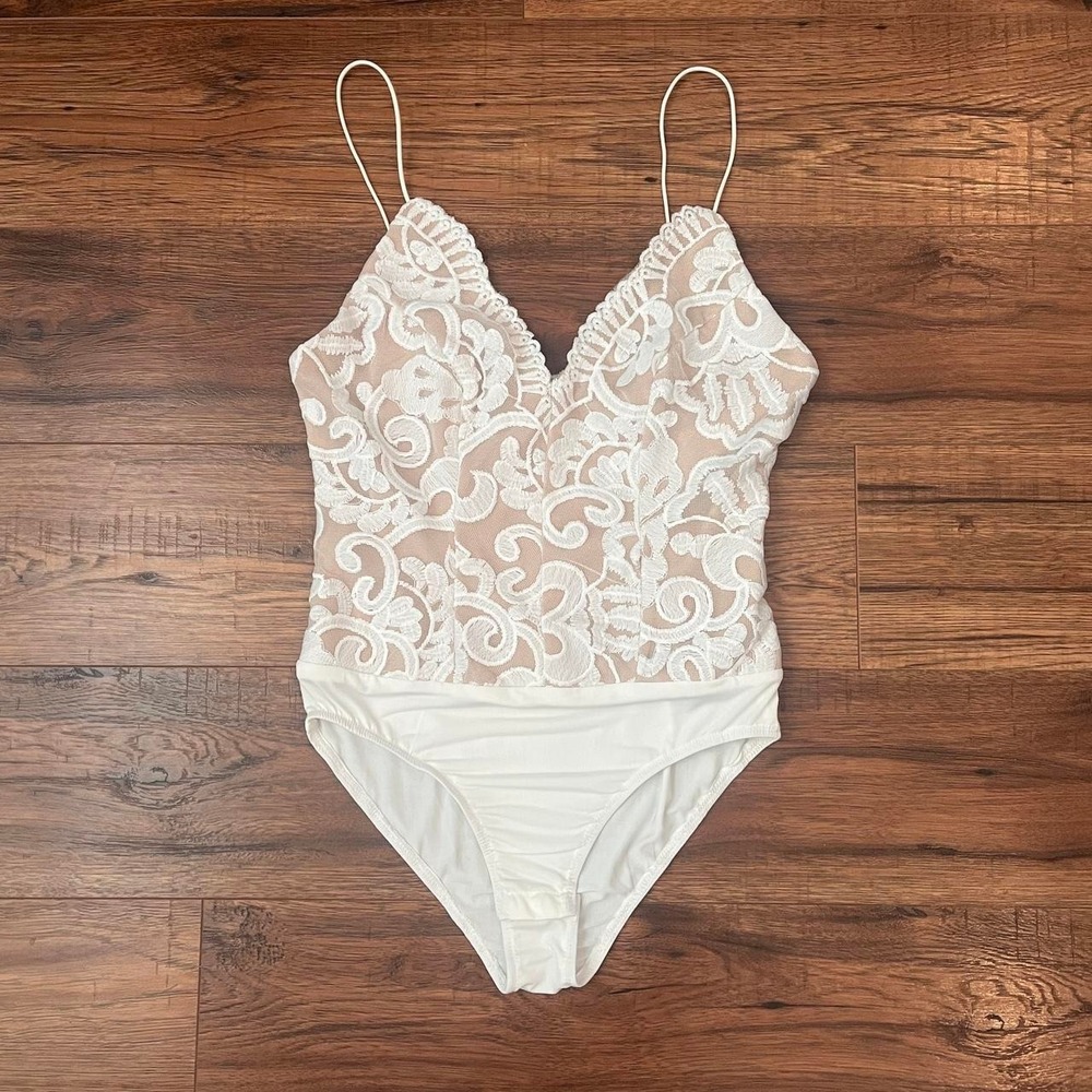 Hello Molly Ivory Lace Bodysuit Embroidered Lace Women 4 Fairy Balletcore Bridal